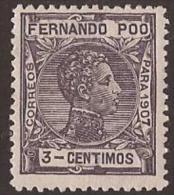 FPOO154-LA412TG.Guinee.Gu Inea Español.ALFONSO Xlll.FERNANDO POO. 1907 (Ed 154*) Con Charnela.MAGNIFICO. - Guinea Española