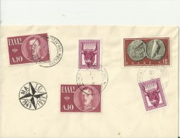 GREECE 1959 – FDC 10 YEARS NATO WITH 5 STS OF:2 OF 10(KING)-2 OF 0,20(BULL)- 1 OF 10(OLD COIN) OBL MAR 4,1959 REGRE219/3 - OTAN