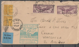 O) 1930 UNITED STATES, COAT, MONROE, COVER TO CARACAS- VENEZUELA, FIRST FLIGHT-FFCXF - 1c. 1918-1940 Brieven