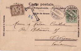 SUISSE - GENEVE LE 25-9-1903 - AVEC TAXE 10 BANDEROLE A AVIGNON. - 1859-1959 Lettres & Documents