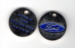 Jeton  De  Caddie  Argenté  Automobile  FORD  Garage De Paris, BOULOGNE  SUR  MER  Recto  Verso - Trolley Token/Shopping Trolley Chip