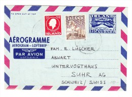 1963 - Island Aerogram Mit Zusatzfrankatur Nach Suhr AG Schweiz - Aéreo