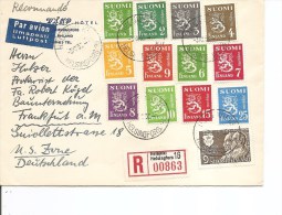 Finlande ( Lettre Par Avion En Recommandé De 1953 Vers L'Allemagne à Voir) - Cartas & Documentos