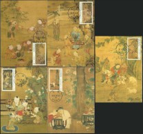 2014 TAIWAN OLD PAINTINGS CHILDREN AT PLAY  MC 5V - Maximumkarten