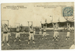 CHAILLE LES MARAIS. - Fête Gymnastique Et Musicale 7 Juillet 1907. Mouvements D´ensemble Avec Bâtonnets - Chaille Les Marais