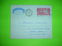 Great Britain,England,air Mail Letter,aerogramme,par Avion Stationery Cover,six Pence Postage Stamp - Postwaardestukken