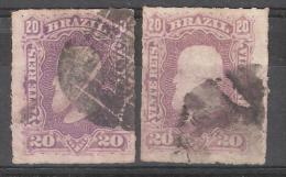 BRAZIL / Brasil Brésil , 1878, Yvert N° 38 ,2 Nuances 20 R Violet & Lilas , Obl TB - Used Stamps