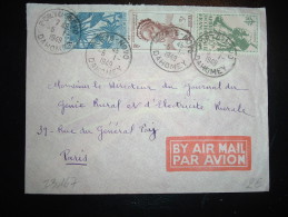 LETTRE PAR AVION POUR FRANCE TP 10F + 3F + 1F50 OBL. 5-1-1949 PORTO NOVO DAHOMEY - Brieven En Documenten