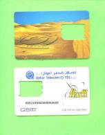 QATAR - SIM Frame Phonecard/Q-tel Logo In Sand - Qatar