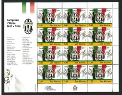 SAN MARINO JUVENTUS CAMPIONE D'ITALIA - MINIFOGLIO 12 VALORI - FACCIALE € 12,00 - NUOVO - 2013 - 2014 - CALCIO FOOT - Neufs