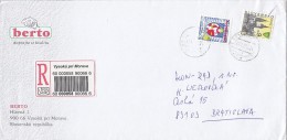 STAMPS ON REGISTERED COVER, NICE FRANKING, 2001, SLOVAKIA - Covers & Documents