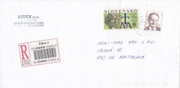 STAMPS ON REGISTERED COVER, NICE FRANKING, 2001, SLOVAKIA - Covers & Documents