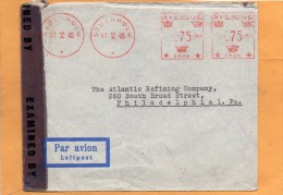 Sweden 1945 Censored Cover Mailed To USA - Ganzsachen