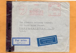 Sweden 1945 Censored Cover Mailed To USA - Postal Stationery