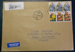 ROUMANIE - Lettre Rec. Du 13/02/12 Pour La France. Fleurs-renoncule-myosotis -gueule De Loup-animaux-coq-serpent- Lion - Storia Postale