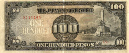 JAPAN PHILIPPINES 100 PESOS BLACK STATUE FRONT & MOTIF REDEEMED STAMP BACK ND(1942-44) P112a VF READ DESCRIPTION !! - Filippijnen