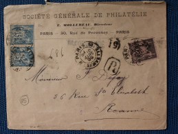 "" ENV.  1899   RECOMMANDEE/  CACHET FACTEUR BOITIER - R - 3 TP TYPE SAGE/ CACHET CIRE AU DOS  "" - Non Classés