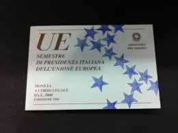 ITALIA - 1996 - 5.000 Lire - Semestre Presidenza Europea  - VERSIONE FDC  - Tiratura 38.230 - Herdenking