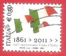 ITALIA REPUBBLICA USATO - 2011 - 150º Anniversario Dell´unità D´Italia - Bandiere Italiane -  € 0,60 - S. 3212 - 2011-20: Afgestempeld