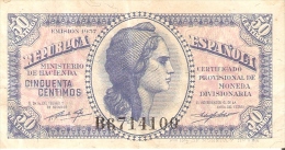 BILLETE DE ESPAÑA DE 50 CTS DEL AÑO 1937 MBC LETRA B  (BANKNOTE) - Andere & Zonder Classificatie