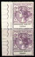 ITALIA  - ITALY - REGNO - PARASTATALI CONSORZIO BIBLIOTECHE TORINO  - **MNH - 1924 - Portofreiheit