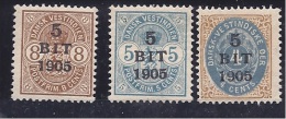 DanishWestIndies1905: Michel38-40mh* Cat.Value 90Euros($123) - Dinamarca (Antillas)