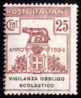 ITALIA  - ITALY - REGNO - PARASTATALI VIGILANZA OBBLIGO SCOLASTICO  - *MLH - 1924 - Portofreiheit