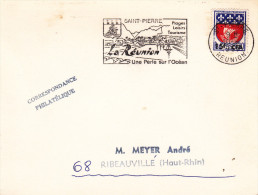 Saint-Pierre Réunion 1967 - Lettre - Flamme Touristique - Blason - Perle Sur L´Océan - Storia Postale