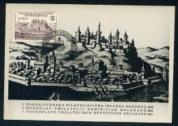 Yugoslavia 1952. Maximum Card ´I Yugoslav Philatelic Exhibition Belgrade 1952´ - Maximum Cards