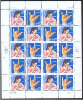 USA 1993 Deaf  Pane Of 20 X 29c MNH SC 2783-2884sp YV BF-2190-2191 MI SH2395-96 SG MS2845-46 - Sheets