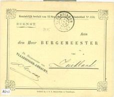 DIENST * Uit 1898 Van De BURGEMEESTER Te VLAARDINGER-AMBACHT Aan De BURGEMEESTER Te ZUIDLAND (8643) - Covers & Documents