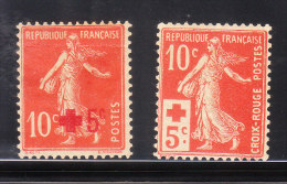 France 1914 Surcharged Red Cross 2v Mint Hinged - Nuevos