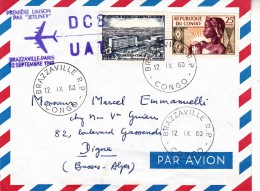 LETTRE 1ERE LIAISON "JETLINER" BRAZZAVILLE CONGO  VIA PARIS -12-09 -1960 - Covers & Documents