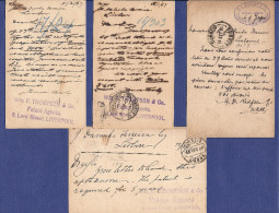 Set 4 Stationery UK Postal Card 1886 To 1897. Private Cancel "PATENT AGENT" Sent To Portugal. LOT - Luftpost & Aerogramme