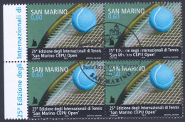 2012 SAN MARINO "25.A EDIZIONE INTERNAZIONALI DI TENNIS CEPU OPEN" QUARTINA ANNULLO PRIMO GIORNO - Gebruikt