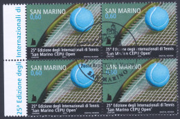 2012 SAN MARINO "25.A EDIZIONE INTERNAZIONALI DI TENNIS CEPU OPEN" QUARTINA ANNULLO PRIMO GIORNO - Used Stamps
