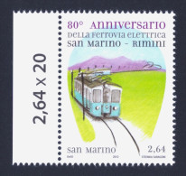 2012 SAN MARINO "80° ANN. DELL´INAUGURAZIONE DELLA FERROVIA ELETTRICA RIMINI - SAN MARINO"  SINGOLO MNH - Unused Stamps