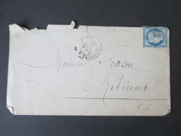 Brief Paris Taitbout Nach Ribecourt 5 Stempel / Five Cancels. Gebrauchsspuren!!!!!! - 1871-1875 Cérès