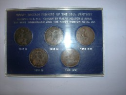 Gran Bretaña Set Monedas 1 Penique 1912 H, 1918 H, 1918 KN, 1919 H Y 1919 KN (5420) - D. 1 Penny