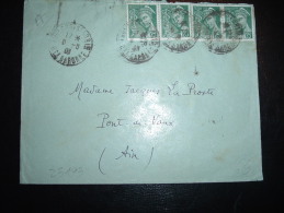 LETTRE TP MERCURE 25C X4 OBL. 8-8-40 TOULOUSE ST AUBIN (31 HAUTE-GARONNE) - 1938-42 Mercure