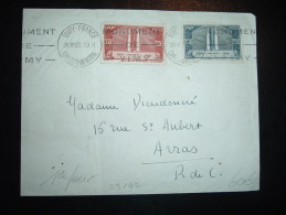 LETTRE TP VIMY 75C + TP VIMY 1F50 OBL. MEC. 26 VII 36 VIMY FRANCE CANADIAN MEMORIAL - ....-1949