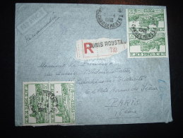 LR POUR FRANCE TP 5F X4 OBL. 21-4-1948 TUNIS ROUSTAN CHARGEMENTS + GRIFFE LINEAIRE - Covers & Documents