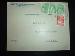 LETTRE POUR FRANCE TP 40C X3 + TP 10C OBL. 20-1-31 LISBOA CENTRAL 2A SECCAO + VICTOR CHASKELMANN - Lettres & Documents