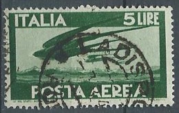 1945-46 ITALIA USATO POSTA AEREA 5 LIRE RUOTA - ED08 - Airmail