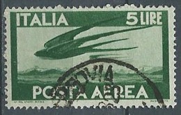 1945-46 ITALIA USATO POSTA AEREA 5 LIRE RUOTA - ED10 - Airmail