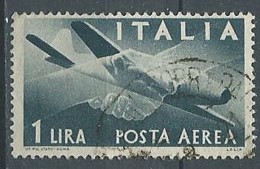 1945-46 ITALIA USATO POSTA AEREA 1 LIRA RUOTA - ED02 - Airmail