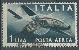 1945-46 ITALIA USATO POSTA AEREA 1 LIRA RUOTA - ED09 - Airmail