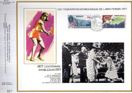 Feuillet Tirage Limité CEF 124 Soie Fédération Monégasque De Law Tennis Centenaire Wimbledon Monaco - Storia Postale