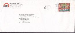 Great Britain SUN BANK, N.A., London Office LONDON F.S. 1987 Cover To Denmark 22 P The Hebrides Tribute Stamp - Storia Postale
