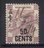 W825 - HONG KONG 1885 , Vittoria 50/48 Cent Yvert  N. 55 Usato . Fil CA - Oblitérés